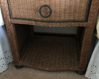 Wicker Side Table with Drawer  