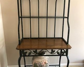 Iron Bakers Rack with Leaf and Grape Detailing 