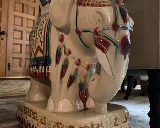 Hand Painted Ceramic Elephant Plant Stand