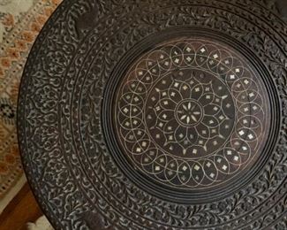 Hand Carved Folding Accent Table