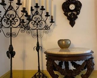 Cast Iron Standing Candelabra, PAIR, After Cyril Colnick