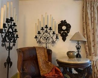 Cast Iron Standing Candelabra, PAIR, After Cyril Colnick