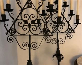 Cast Iron Standing Candelabra, PAIR, After Cyril Colnick
