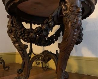 Figural Carved Marble Top Table