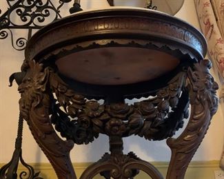 Figural Carved Marble Top Table