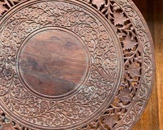 Hand Carved Folding Accent Table