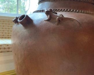 Italian Terracotta Floor Jug with Lizard Relief
