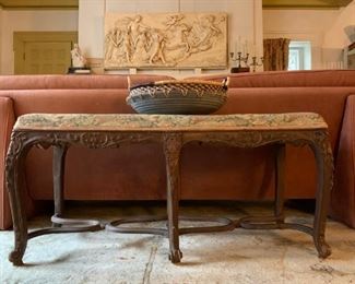 Carved Leg Upholstered Bench