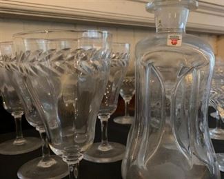 Antique Etched Crystal Stemware, Holme Gaard Decanter