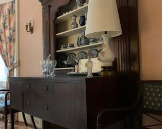 Mahogany Sideboard, Empire Style Bent Arm Armchairs