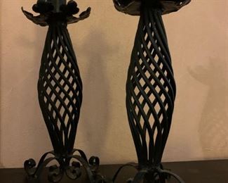 19th C Wrought Iron Candle Holders