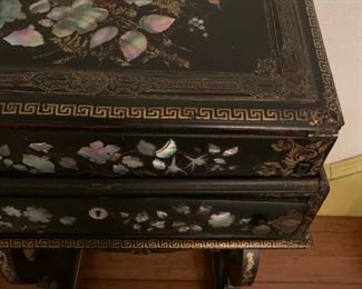 Paper Mache and Mother of Pearl Inlaid Desk