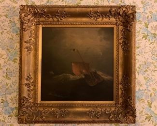 Ship in a Storm, Robert Salmon, Oil on Canvas, 1840