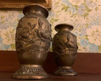 Bronze Vases, PAIR