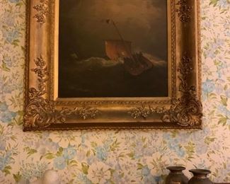 Ship in a Storm, Robert Salmon, Oil on Canvas, 1840, V Robinson, Sculpture