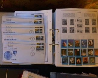 Stamp Collection, First Day Stamps, Man on the Moon