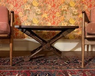 1930's Heriz Room Rug, Selig Midcentury Chairs, PAIR