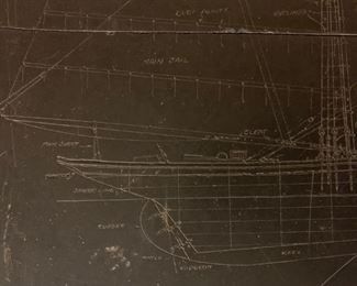 Stand with Engraved Slate Inset, Clipper Ship