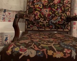 Needlepoint Exposed Arm Armchair