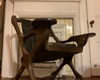 RARE, SET, Leather and Mahogany 'Swing' Chair from Don Shoemaker