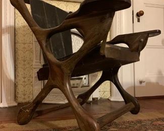 RARE, SET, Leather and Mahogany 'Swing' Chair from Don Shoemaker