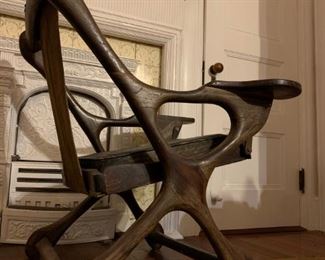 RARE, SET, Leather and Mahogany 'Swing' Chair from Don Shoemaker