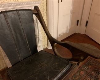 RARE, SET, Leather and Mahogany 'Swing' Chair from Don Shoemaker
