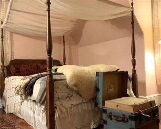 Canopy Bed, Antique Trunk from Nathan Neat and Co