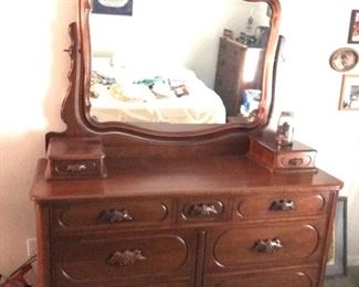 Solid cherry Davis Cabinet Co “Lilian Russell” Dresser with. Mirror