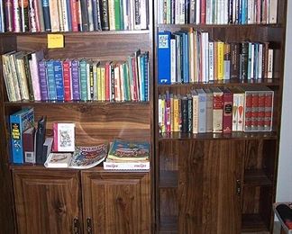 Book shelves, books