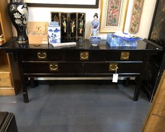 Century Luxury Black Sleigh Credenza Buffet