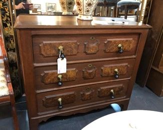 3 drawer Eastlake Tear Drop Handle Chest of Drawers