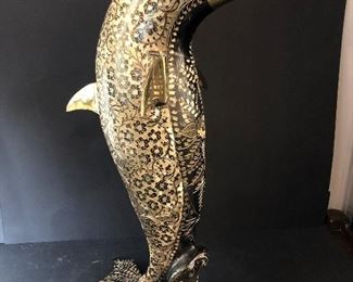 Enamel Brass Dolphin Sculpture 