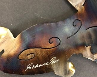 Signed Frog Metal Mirror By Richard Pell