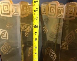 Tall Orange Amber Vase Pair