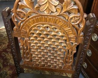 Hand Carved Dining Table with 2 Chairs GORGEOUS 