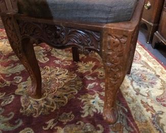 Hand Carved Dining Table with 2 Chairs GORGEOUS 