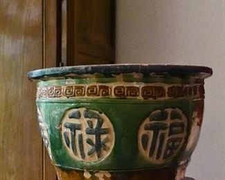 Chinese jardinière late 19th century, note repaired with iron staples.