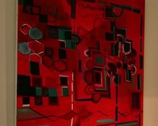 "Cadmium Fields & Vacuums of Geraniums". Oil on acrylic. Gallery Luhring Augustine... NYC 48"×48"