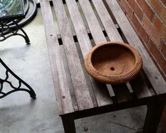 Pair of Teak benches from England,
"Surrey" 5' × 17" × 16" approximately.