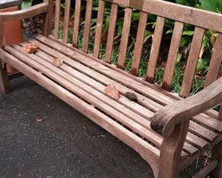 Pair of English Teak Benches, 6'L × 20"D "Mendip