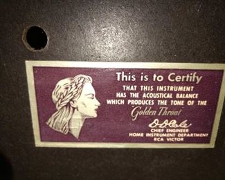 This is the label on the back of the RCA Victor radio