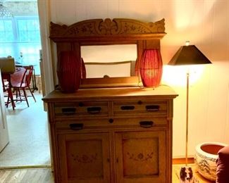 Antique Oak Dresser Side Board with Mirror