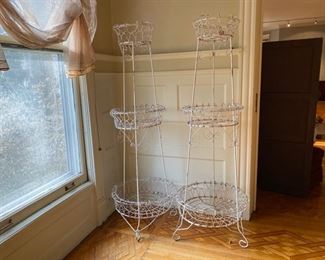 Wonderful pair of tall Victorian Wire plant stands
