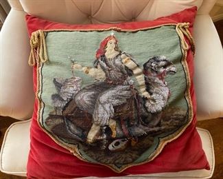 19th c. beaded needlepoint pillow