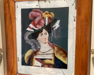 19th c. reverse painted on glass