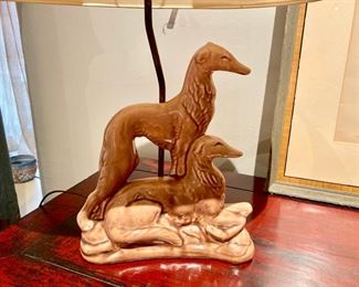Vintage porcelain Afghan dog lamp