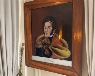 19th c. reverse painted portrait