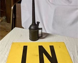 Lot 17
Railroad Sign "IN" & Longneck Oil Can