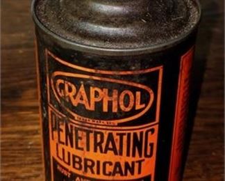 Lot 64
vintage Graphol penetrating lubricant metal can 16oz Hawthorne NJ